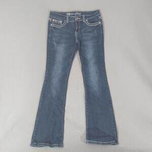 Miss Chic USA Jeans women's 30 X 32 size 9 blue denim pants bootcut Bling Gems